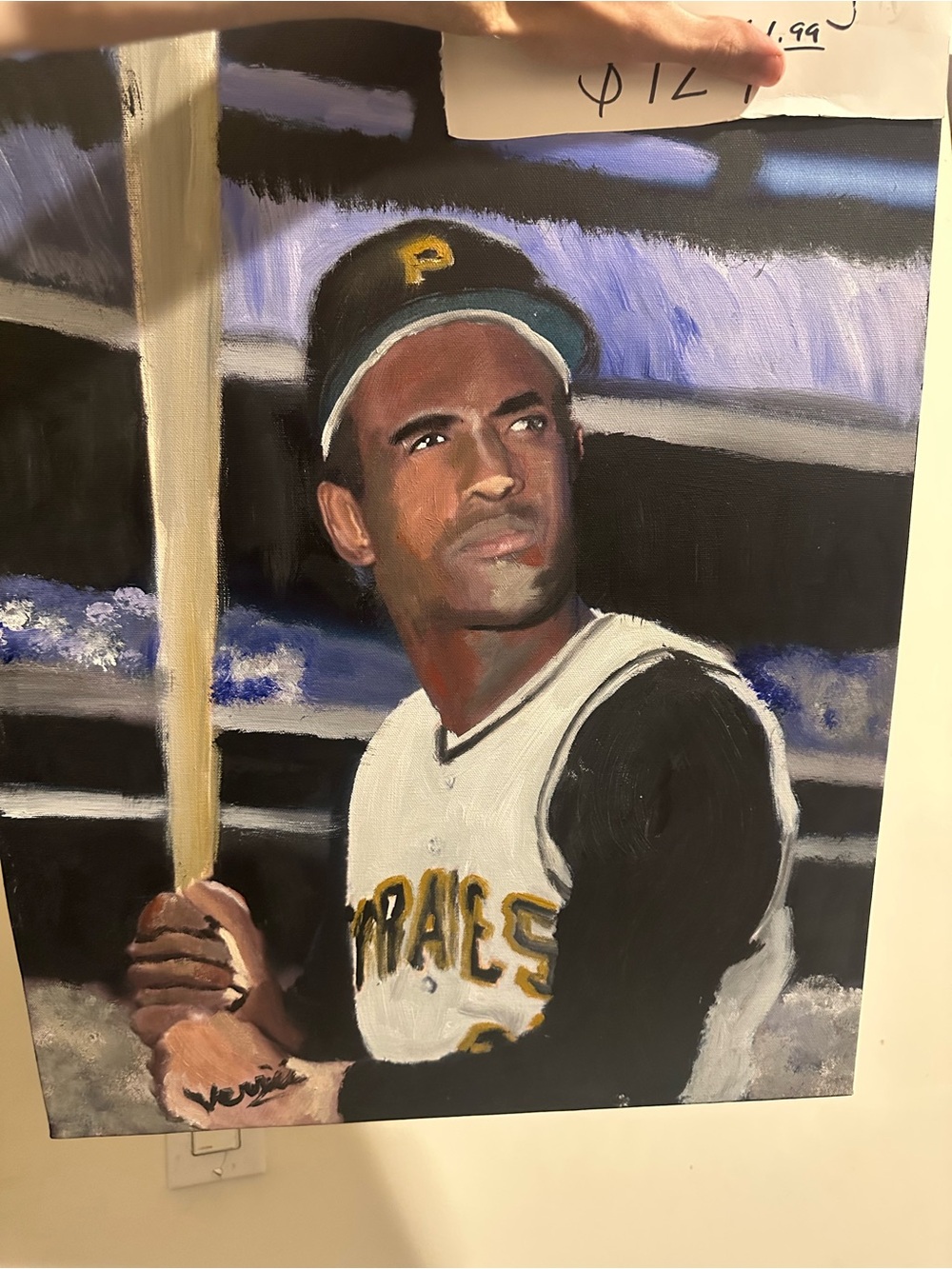 Roberto Clemente 18x24 Baseball Player Art Painting on canvas 1/1 one of a kind!